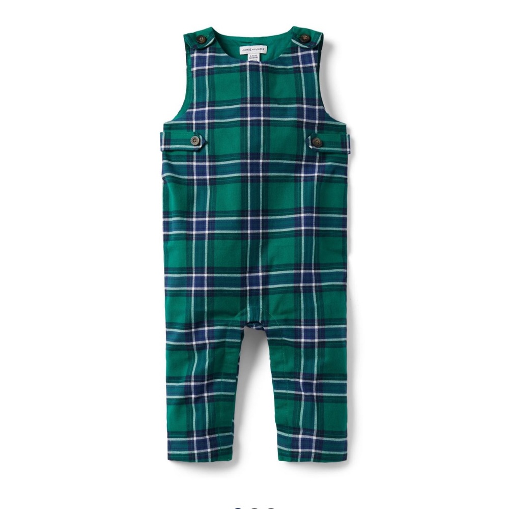 Janie and Jack Plaid Twill overalls (6-12m)